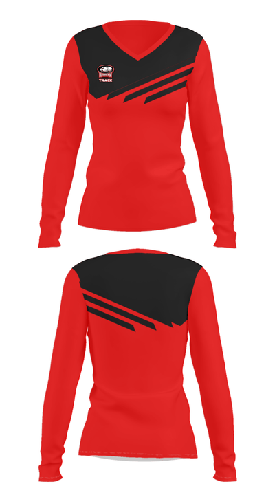 North Senior High School Track 89909632 Women's Long Sleeve V-neck Shirt - 28