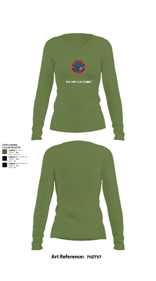 Women's Long Sleeve Vneck Shirt, MCB Camp Blaz Ordnance, Marines, Teamtime, Team time, sublimation, custom sports apparel, team uniforms, spirit wear, spiritwear, sports uniforms, custom shirts, team store, custom team store, fundraiser sports, apparel fundraiser