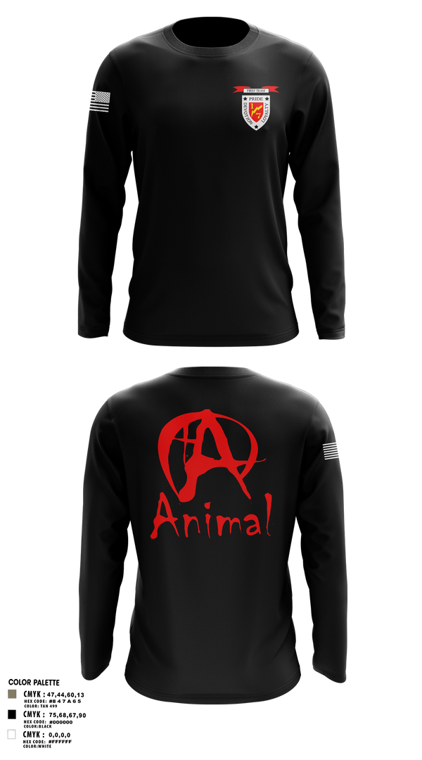 Long Sleeve Performance Shirt, 1/7 animal, Marines, Teamtime, Team time, sublimation, custom sports apparel, team uniforms, spirit wear, spiritwear, sports uniforms, custom shirts, team store, custom team store, fundraiser sports, apparel fundraiser