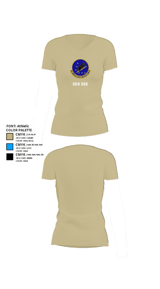 Womens Short Sleeve Vneck Shirt, 509 OSS, Air Force, Teamtime, Team time, sublimation, custom sports apparel, team uniforms, spirit wear, spiritwear, sports uniforms, custom shirts, team store, custom team store, fundraiser sports, apparel fundraiser