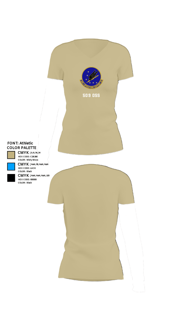 Womens Short Sleeve Vneck Shirt, 509 OSS, Air Force, Teamtime, Team time, sublimation, custom sports apparel, team uniforms, spirit wear, spiritwear, sports uniforms, custom shirts, team store, custom team store, fundraiser sports, apparel fundraiser