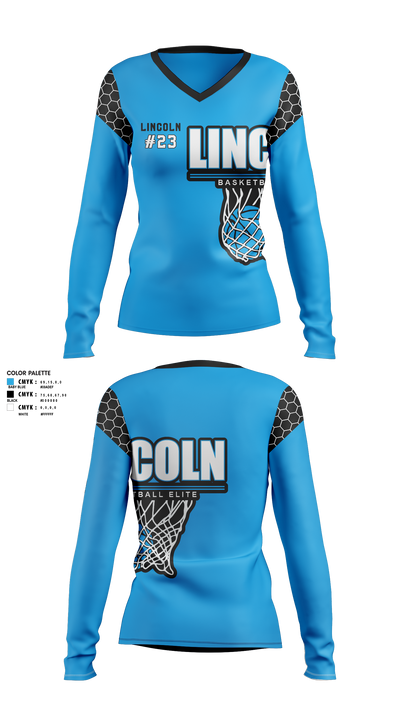 Lincoln Basketball Elite 18971847 Women's Long Sleeve V-neck Shirt - 1