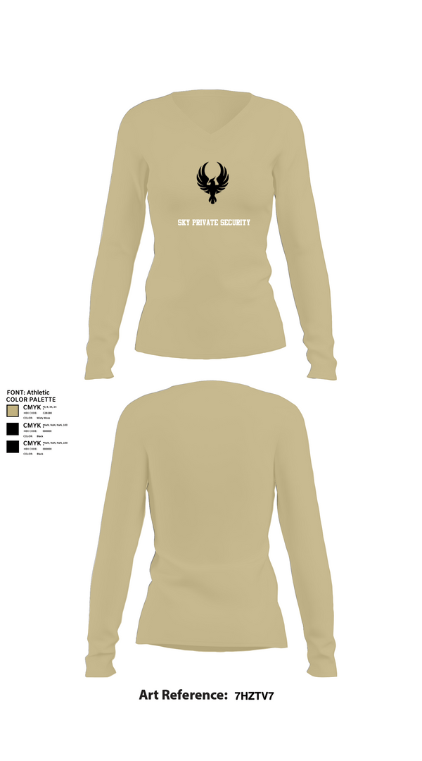 Womens Long Sleeve Vneck Shirt 1, Sky Private Security, Police, Teamtime, Team time, sublimation, custom sports apparel, team uniforms, spirit wear, spiritwear, sports uniforms, custom shirts, team store, custom team store, fundraiser sports, apparel fundraiser