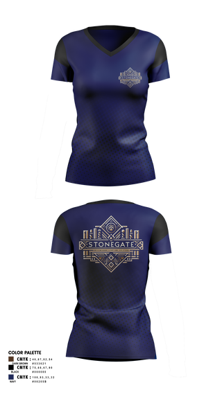 Womens Short Sleeve Vneck Shirt, STONEGATE, , Teamtime, Team time, sublimation, custom sports apparel, team uniforms, spirit wear, spiritwear, sports uniforms, custom shirts, team store, custom team store, fundraiser sports, apparel fundraiser