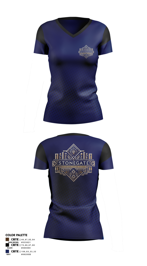 Womens Short Sleeve Vneck Shirt, STONEGATE, , Teamtime, Team time, sublimation, custom sports apparel, team uniforms, spirit wear, spiritwear, sports uniforms, custom shirts, team store, custom team store, fundraiser sports, apparel fundraiser
