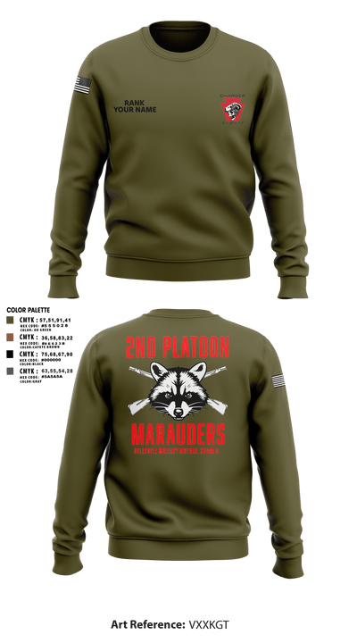 Charger Co. / 2-112th Infantry Battalion 37738588 Crew Neck Sweatshirt - 34