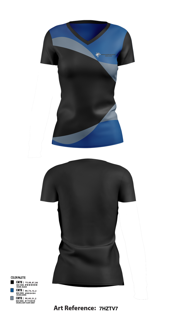Womens Short Sleeve Vneck Shirt, Hammerheads Racing, Spirit Store, Teamtime, Team time, sublimation, custom sports apparel, team uniforms, spirit wear, spiritwear, sports uniforms, custom shirts, team store, custom team store, fundraiser sports, apparel fundraiser