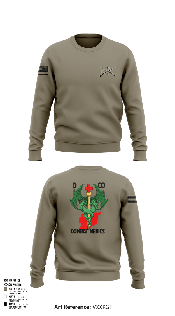Crew Neck Sweatshirt, D-co 1-114th, Army, Teamtime, Team time, sublimation, custom sports apparel, team uniforms, spirit wear, spiritwear, sports uniforms, custom shirts, team store, custom team store, fundraiser sports, apparel fundraiser