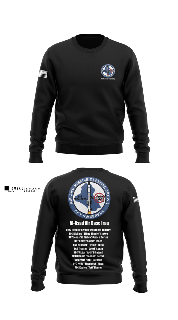 Crew Neck Sweatshirt, Bravo Battery, 4th Battalion, 3rd Air Defense Artillery Regiment, Army, Teamtime, Team time, sublimation, custom sports apparel, team uniforms, spirit wear, spiritwear, sports uniforms, custom shirts, team store, custom team store, fundraiser sports, apparel fundraiser