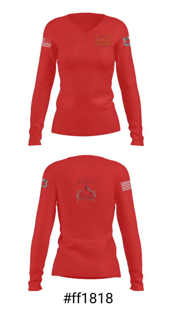 Women's Long Sleeve Vneck Shirt, 1138th SAPPER Company, Army, Teamtime, Team time, sublimation, custom sports apparel, team uniforms, spirit wear, spiritwear, sports uniforms, custom shirts, team store, custom team store, fundraiser sports, apparel fundraiser