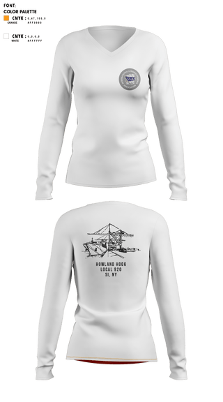 Womens Long Sleeve Vneck Shirt, Howland Hook Marine Terminal, , Teamtime, Team time, sublimation, custom sports apparel, team uniforms, spirit wear, spiritwear, sports uniforms, custom shirts, team store, custom team store, fundraiser sports, apparel fundraiser