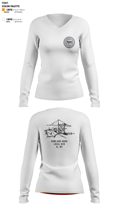 Howland Hook Marine Terminal 56370038 Women's Long Sleeve V-neck Shirt - 2