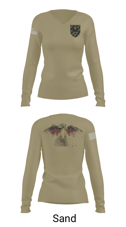 Women's Long Sleeve Vneck Shirt, 3./HSchRgt1, Army, Teamtime, Team time, sublimation, custom sports apparel, team uniforms, spirit wear, spiritwear, sports uniforms, custom shirts, team store, custom team store, fundraiser sports, apparel fundraiser
