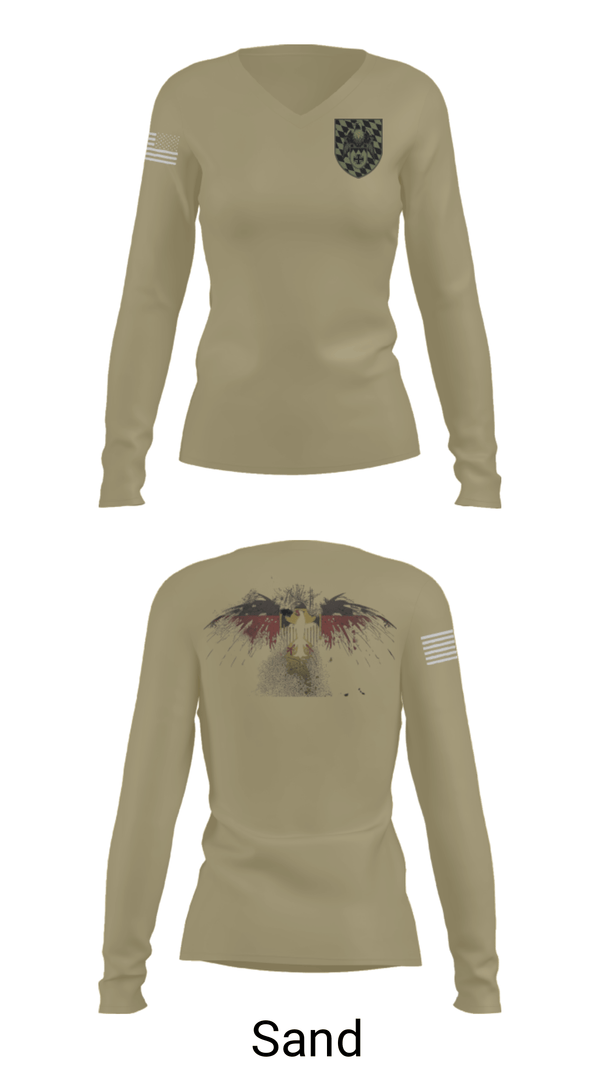 Women's Long Sleeve Vneck Shirt, 3./HSchRgt1, Army, Teamtime, Team time, sublimation, custom sports apparel, team uniforms, spirit wear, spiritwear, sports uniforms, custom shirts, team store, custom team store, fundraiser sports, apparel fundraiser