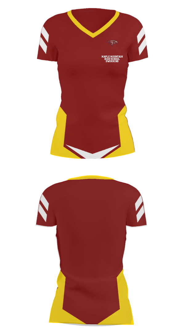 Women's Short Sleeve Vneck Shirt, Maple Mountain High School Swimming, Swimming, Teamtime, Team time, sublimation, custom sports apparel, team uniforms, spirit wear, spiritwear, sports uniforms, custom shirts, team store, custom team store, fundraiser sports, apparel fundraiser