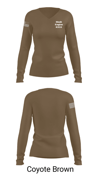 Womens Long Sleeve Vneck Shirt, Moab Engine 6316, Fire Department, Teamtime, Team time, sublimation, custom sports apparel, team uniforms, spirit wear, spiritwear, sports uniforms, custom shirts, team store, custom team store, fundraiser sports, apparel fundraiser