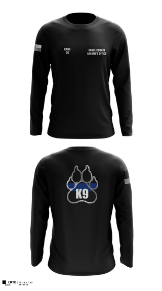 Long Sleeve Performance Shirt, Vance County Sheriff's Office  K9 Unit, Police, Teamtime, Team time, sublimation, custom sports apparel, team uniforms, spirit wear, spiritwear, sports uniforms, custom shirts, team store, custom team store, fundraiser sports, apparel fundraiser