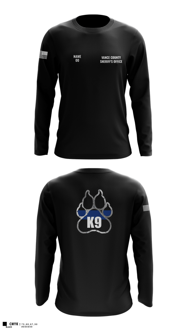 Long Sleeve Performance Shirt, Vance County Sheriff's Office  K9 Unit, Police, Teamtime, Team time, sublimation, custom sports apparel, team uniforms, spirit wear, spiritwear, sports uniforms, custom shirts, team store, custom team store, fundraiser sports, apparel fundraiser