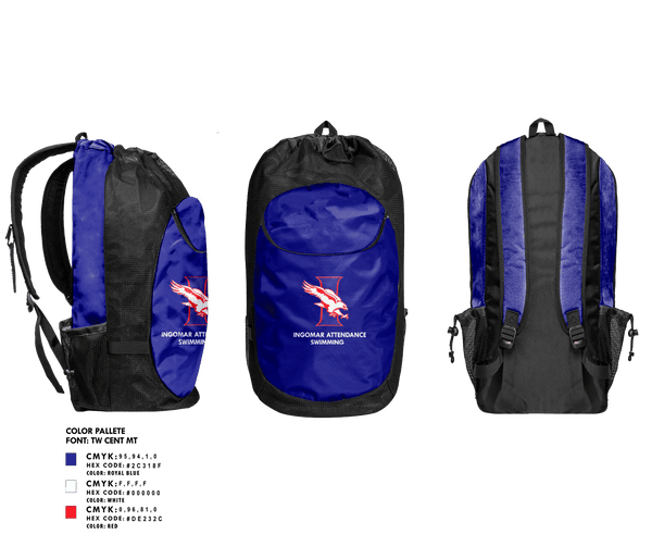 Gear Bag, Ingomar Attendance Center (High School) Swimming, Swimming, Teamtime, Team time, sublimation, custom sports apparel, team uniforms, spirit wear, spiritwear, sports uniforms, custom shirts, team store, custom team store, fundraiser sports, apparel fundraiser
