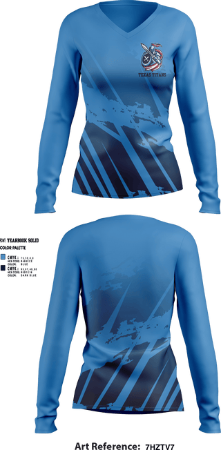 Womens Long Sleeve Vneck Shirt, Texas titans, , Teamtime, Team time, sublimation, custom sports apparel, team uniforms, spirit wear, spiritwear, sports uniforms, custom shirts, team store, custom team store, fundraiser sports, apparel fundraiser