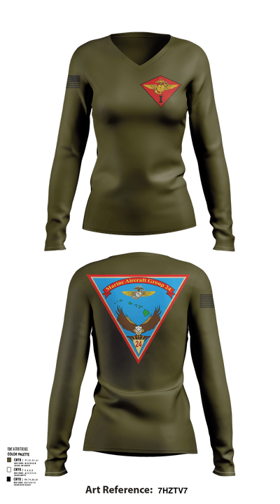 Marine Air Group 24 32391498 Women's Long Sleeve V-neck Shirt -1 121