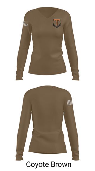 Womens Long Sleeve Vneck Shirt, Tabb NJROTC, Navy, Teamtime, Team time, sublimation, custom sports apparel, team uniforms, spirit wear, spiritwear, sports uniforms, custom shirts, team store, custom team store, fundraiser sports, apparel fundraiser