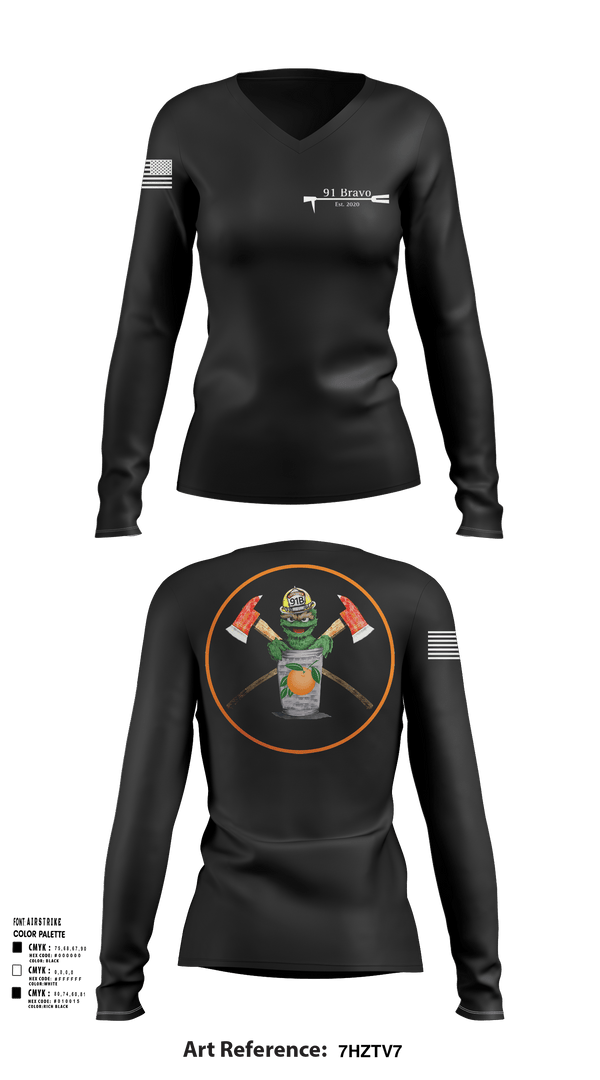 Womens Long Sleeve Vneck Shirt, 91 Bravo, Fire Department, Teamtime, Team time, sublimation, custom sports apparel, team uniforms, spirit wear, spiritwear, sports uniforms, custom shirts, team store, custom team store, fundraiser sports, apparel fundraiser