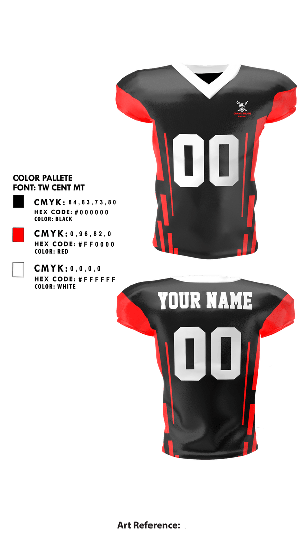 Football Jersey, Grants Pirates, Football, Teamtime, Team time, sublimation, custom sports apparel, team uniforms, spirit wear, spiritwear, sports uniforms, custom shirts, team store, custom team store, fundraiser sports, apparel fundraiser