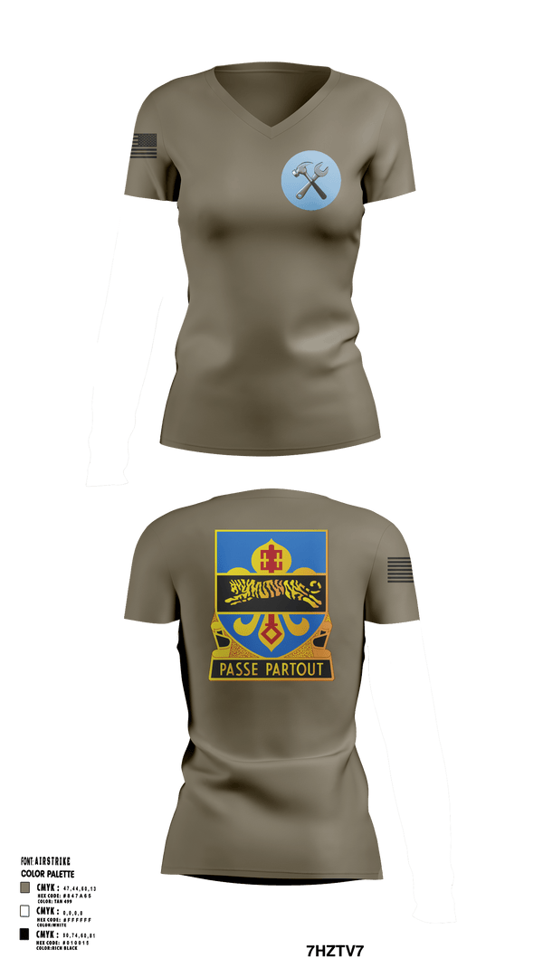 Womens Short Sleeve Vneck Shirt, HHD, 415th Military Intelligence Battalion, National Guard, Teamtime, Team time, sublimation, custom sports apparel, team uniforms, spirit wear, spiritwear, sports uniforms, custom shirts, team store, custom team store, fundraiser sports, apparel fundraiser
