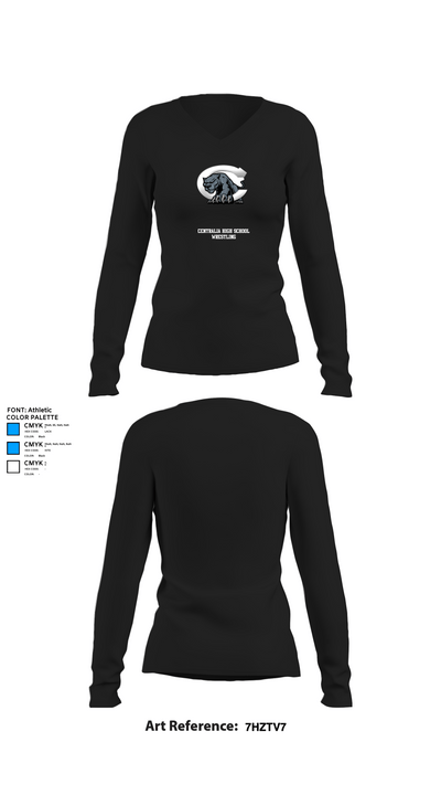 Centralia High School Wrestling 30669700 Women's Long Sleeve V-neck Shirt -1 34