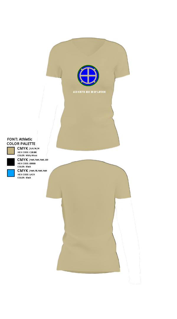 Womens Short Sleeve Vneck Shirt, A co 935th ASB 3rd Platoon, National Guard, Teamtime, Team time, sublimation, custom sports apparel, team uniforms, spirit wear, spiritwear, sports uniforms, custom shirts, team store, custom team store, fundraiser sports, apparel fundraiser