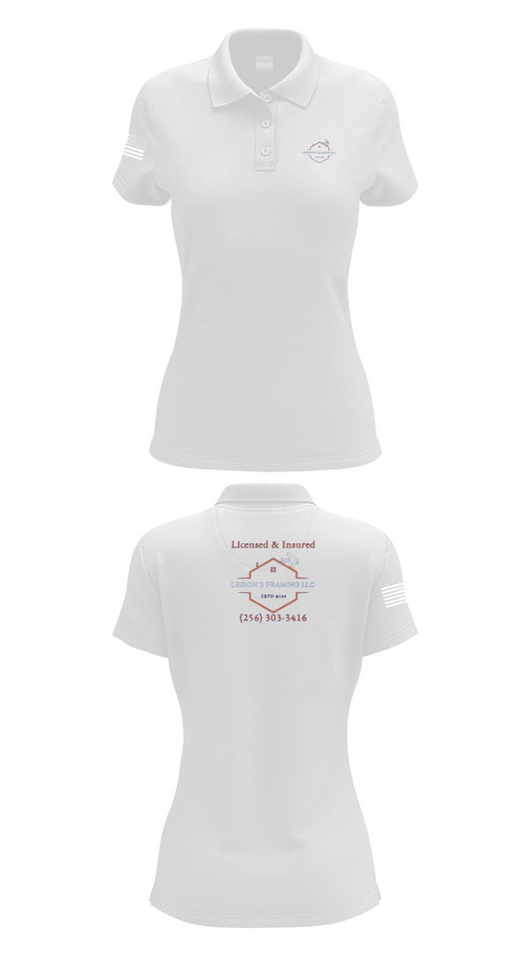 Womens Short Sleeve Performance Polo, LEGION'S FRAMING LLC, , Teamtime, Team time, sublimation, custom sports apparel, team uniforms, spirit wear, spiritwear, sports uniforms, custom shirts, team store, custom team store, fundraiser sports, apparel fundraiser