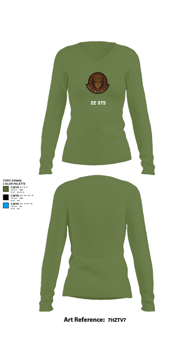 22 STS 7011306 Women's Long Sleeve V-neck Shirt - 42