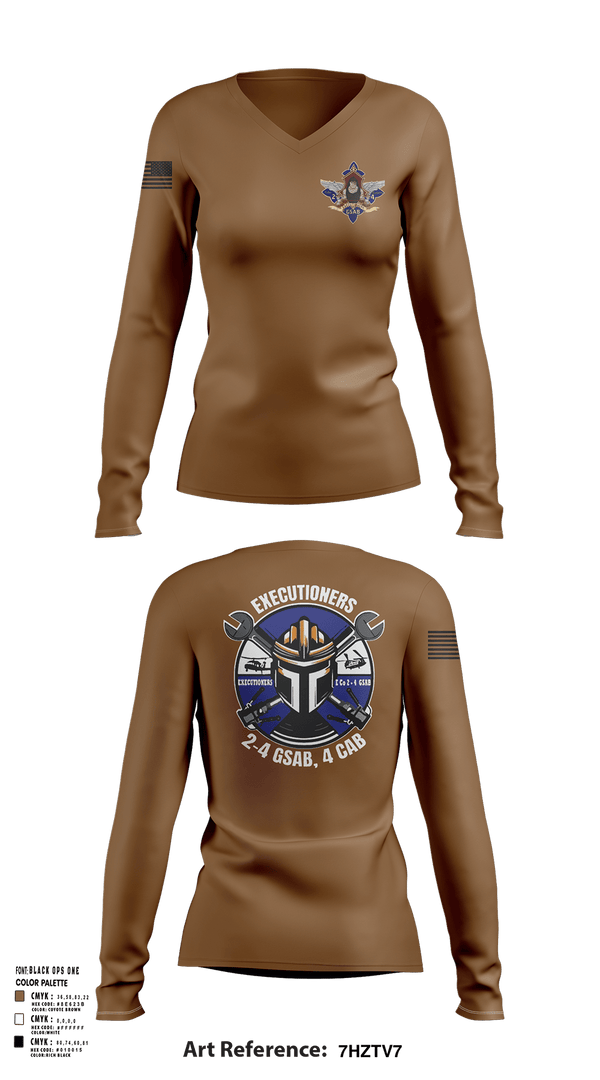 Womens Long Sleeve Vneck Shirt, E 2-4 GSAB, Army, Teamtime, Team time, sublimation, custom sports apparel, team uniforms, spirit wear, spiritwear, sports uniforms, custom shirts, team store, custom team store, fundraiser sports, apparel fundraiser
