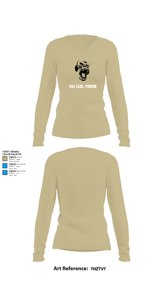 Womens Long Sleeve Vneck Shirt 1, USS CARL VINSON, , Teamtime, Team time, sublimation, custom sports apparel, team uniforms, spirit wear, spiritwear, sports uniforms, custom shirts, team store, custom team store, fundraiser sports, apparel fundraiser