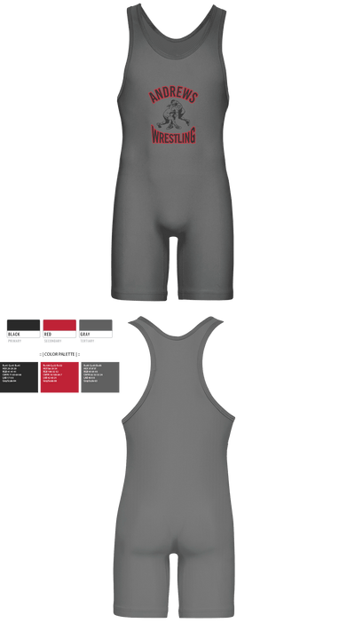 Andrews Wildcats 74502940 Wrestling Singlet - 3