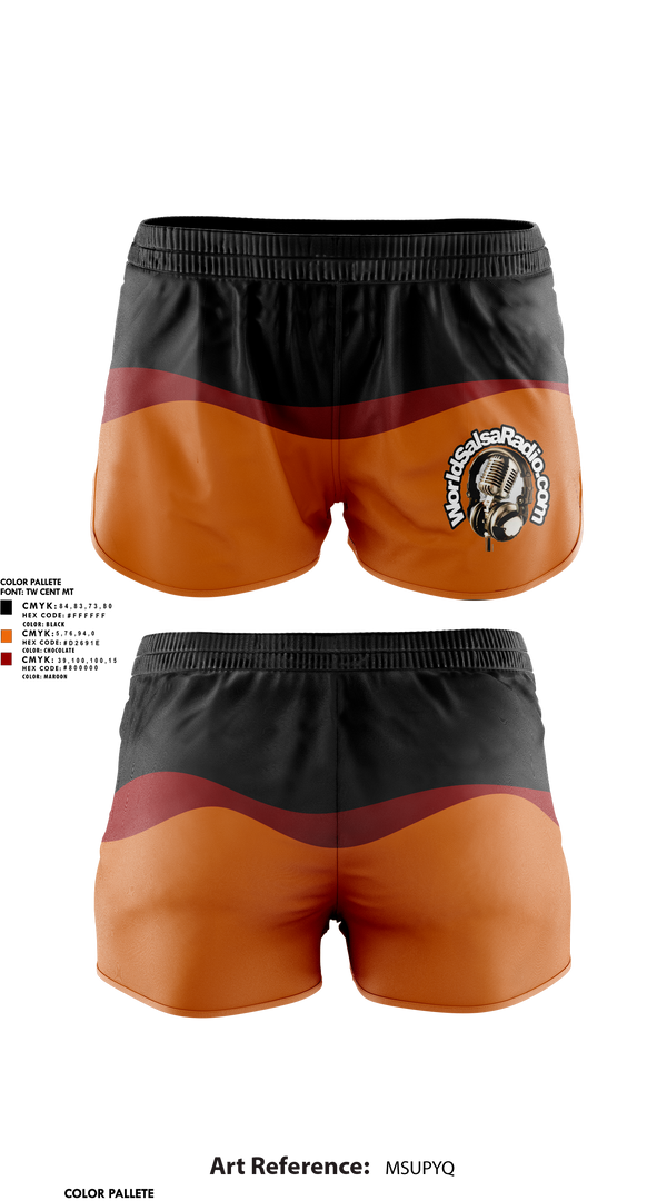 Womens Shorts, WorldSalsaRadio.com, , Teamtime, Team time, sublimation, custom sports apparel, team uniforms, spirit wear, spiritwear, sports uniforms, custom shirts, team store, custom team store, fundraiser sports, apparel fundraiser