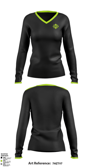 Womens Long Sleeve Vneck Shirt, Georgia Aces, Women's Volleyball, Teamtime, Team time, sublimation, custom sports apparel, team uniforms, spirit wear, spiritwear, sports uniforms, custom shirts, team store, custom team store, fundraiser sports, apparel fundraiser