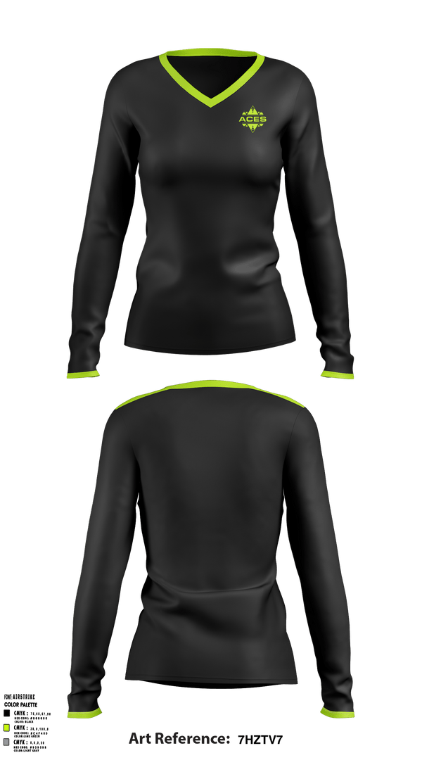 Womens Long Sleeve Vneck Shirt, Georgia Aces, Women's Volleyball, Teamtime, Team time, sublimation, custom sports apparel, team uniforms, spirit wear, spiritwear, sports uniforms, custom shirts, team store, custom team store, fundraiser sports, apparel fundraiser