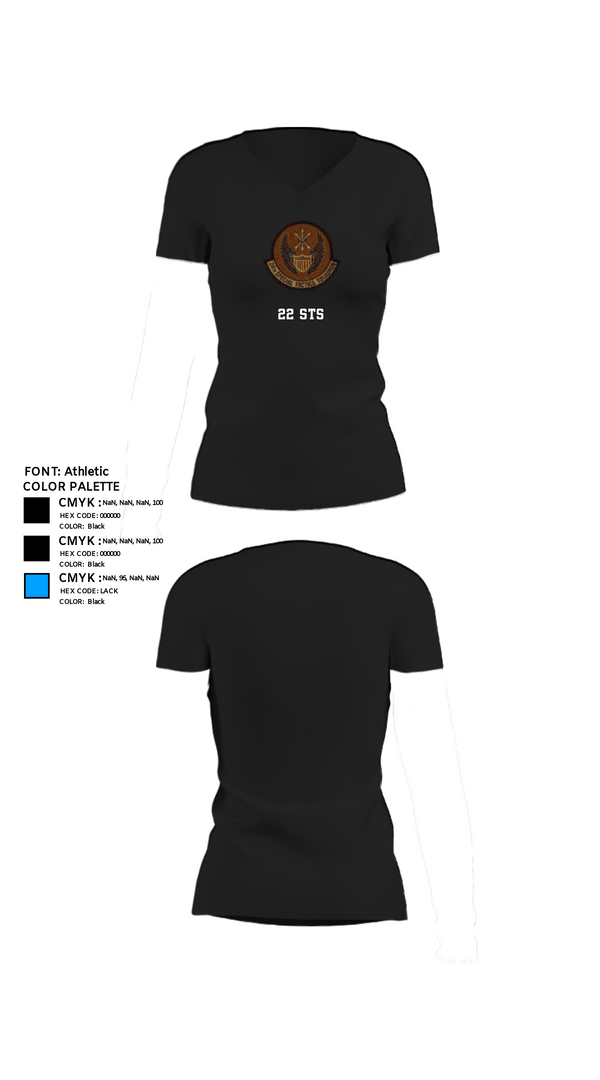 Women's Short Sleeve Vneck Shirt, 22 STS, Air Force, Teamtime, Team time, sublimation, custom sports apparel, team uniforms, spirit wear, spiritwear, sports uniforms, custom shirts, team store, custom team store, fundraiser sports, apparel fundraiser