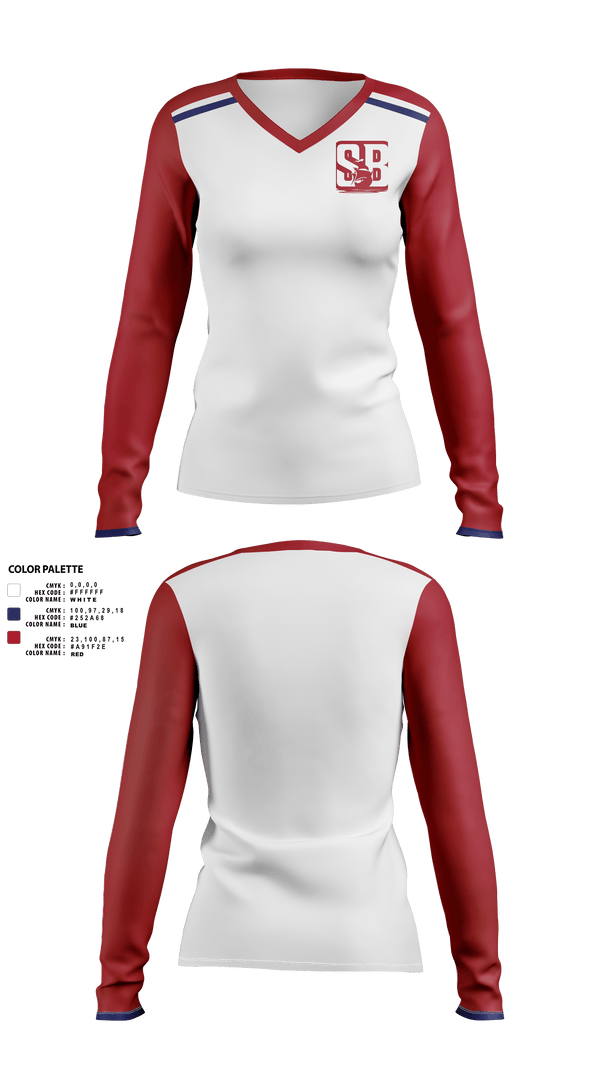 Womens Long Sleeve Vneck Shirt, Sturgeon Bay High School Band, Spirit Store, Teamtime, Team time, sublimation, custom sports apparel, team uniforms, spirit wear, spiritwear, sports uniforms, custom shirts, team store, custom team store, fundraiser sports, apparel fundraiser