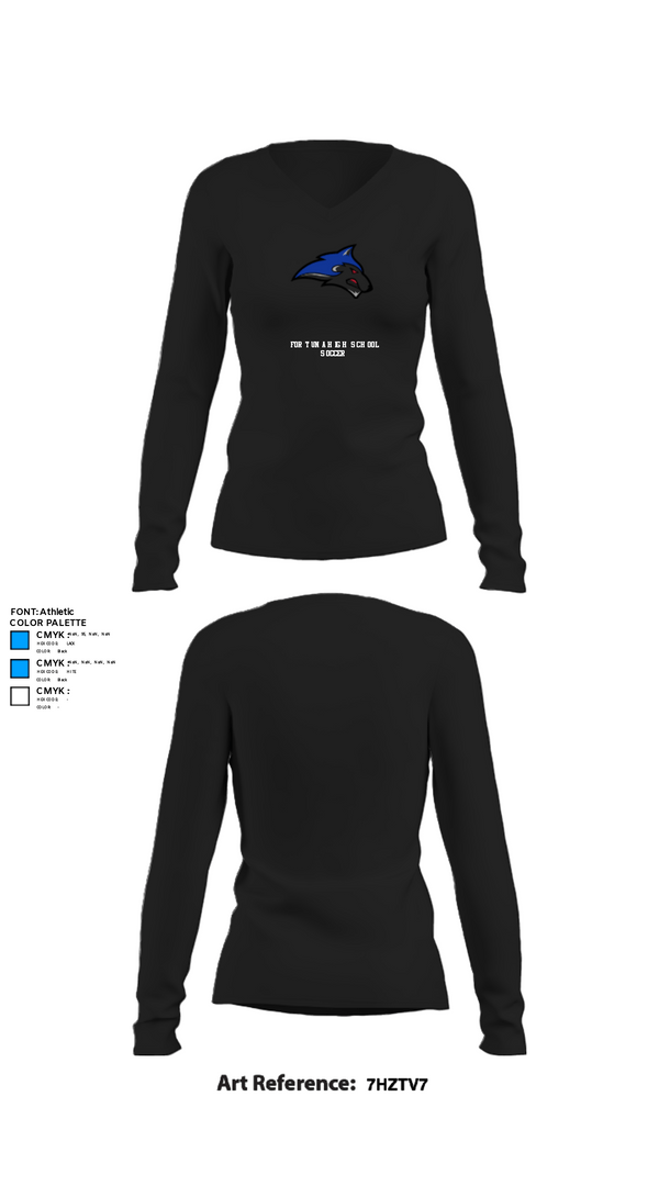 Womens Long Sleeve Vneck Shirt, Fortuna High School Soccer, Men's Soccer, Teamtime, Team time, sublimation, custom sports apparel, team uniforms, spirit wear, spiritwear, sports uniforms, custom shirts, team store, custom team store, fundraiser sports, apparel fundraiser