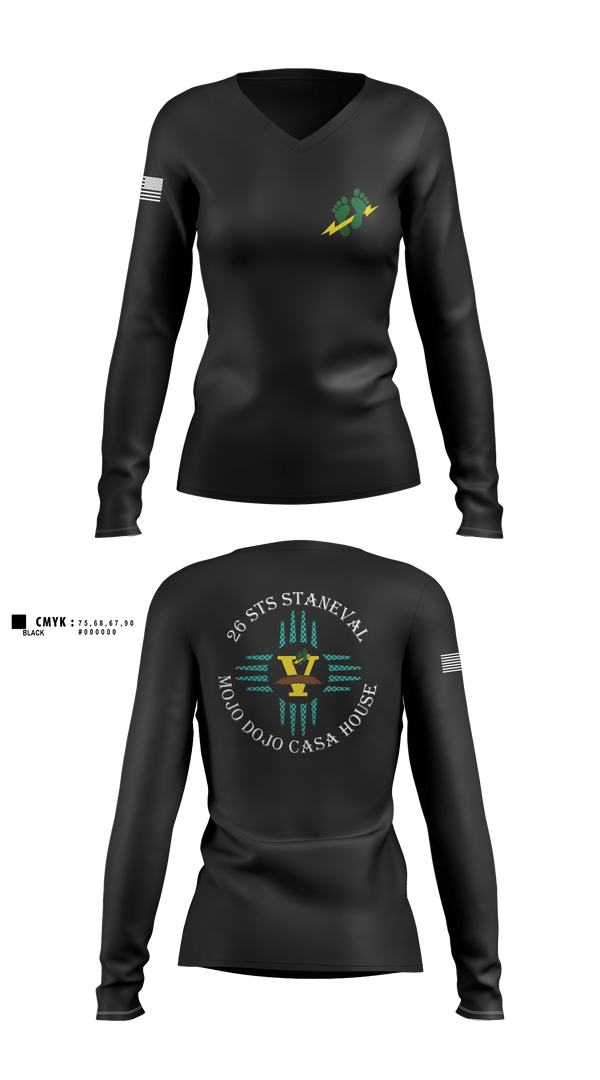 Womens Long Sleeve Vneck Shirt, 26 Stan Eval, Air Force, Teamtime, Team time, sublimation, custom sports apparel, team uniforms, spirit wear, spiritwear, sports uniforms, custom shirts, team store, custom team store, fundraiser sports, apparel fundraiser