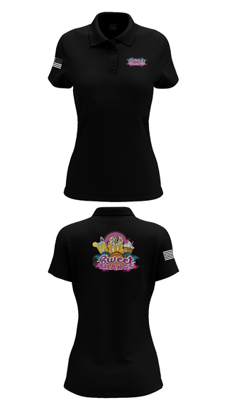 Womens Short Sleeve Performance Polo, Sweet Thangs, , Teamtime, Team time, sublimation, custom sports apparel, team uniforms, spirit wear, spiritwear, sports uniforms, custom shirts, team store, custom team store, fundraiser sports, apparel fundraiser
