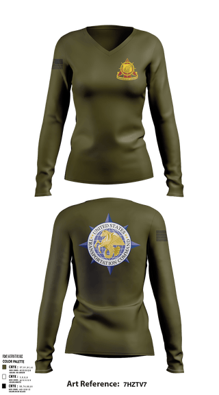 Womens Long Sleeve Vneck Shirt, 773rd transportation company, Army, Teamtime, Team time, sublimation, custom sports apparel, team uniforms, spirit wear, spiritwear, sports uniforms, custom shirts, team store, custom team store, fundraiser sports, apparel fundraiser