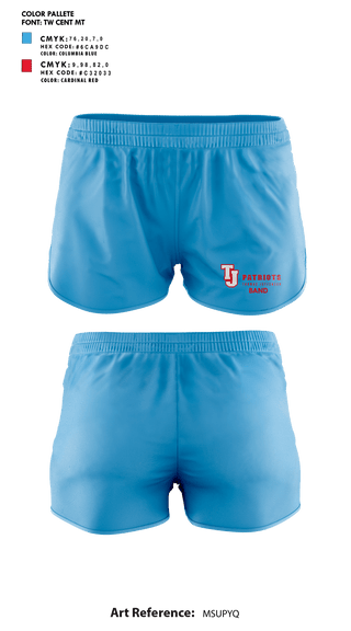 Womens Shorts, Thomas Jefferson High School Band, Spirit Store, Teamtime, Team time, sublimation, custom sports apparel, team uniforms, spirit wear, spiritwear, sports uniforms, custom shirts, team store, custom team store, fundraiser sports, apparel fundraiser