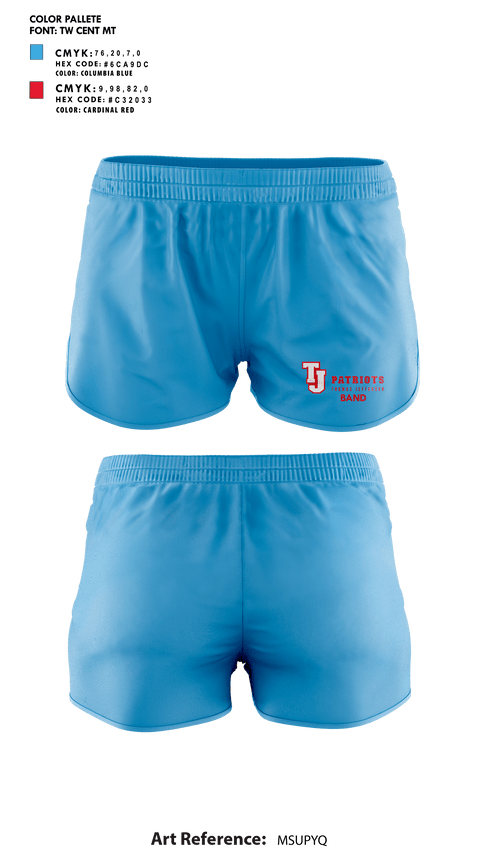 Womens Shorts, Thomas Jefferson High School Band, Spirit Store, Teamtime, Team time, sublimation, custom sports apparel, team uniforms, spirit wear, spiritwear, sports uniforms, custom shirts, team store, custom team store, fundraiser sports, apparel fundraiser