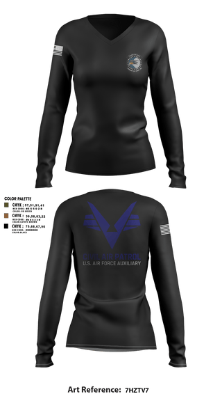 Women's Long Sleeve Vneck Shirt, Sunlake High School Cadet Squadron, Air Force, Teamtime, Team time, sublimation, custom sports apparel, team uniforms, spirit wear, spiritwear, sports uniforms, custom shirts, team store, custom team store, fundraiser sports, apparel fundraiser