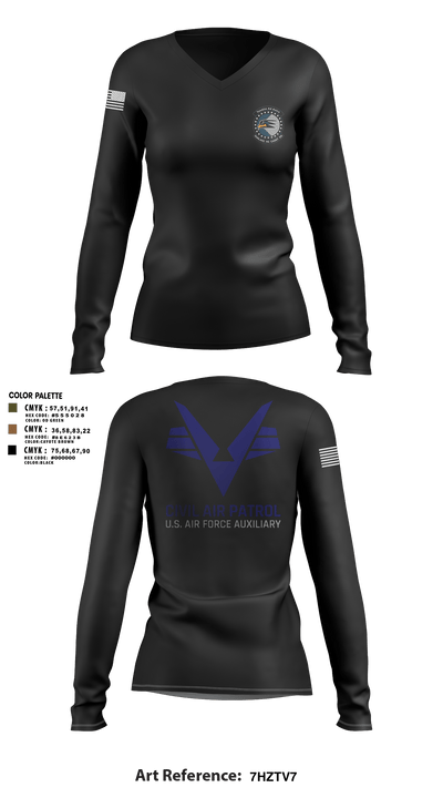 Sunlake High School Cadet Squadron 6161246 Women's Long Sleeve V-neck Shirt - 98