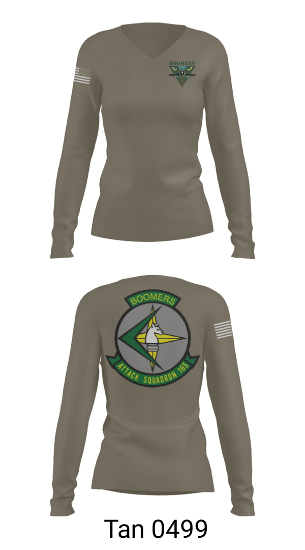 Women's Long Sleeve Vneck Shirt, VA-165 Boomers, , Teamtime, Team time, sublimation, custom sports apparel, team uniforms, spirit wear, spiritwear, sports uniforms, custom shirts, team store, custom team store, fundraiser sports, apparel fundraiser